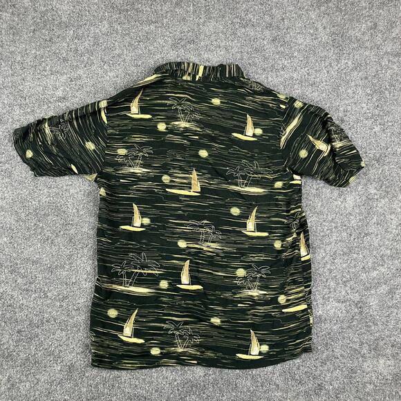 Sun Casuals Hawaiian Shirt Mens L Green Rayon Button Front Tropical Print - Picture 7 of 8